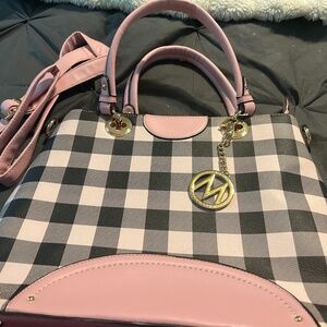 MKF Collection "Bonita Checker" Tote Bag — Pink Checker Vegan Leather